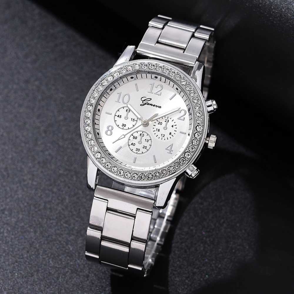 6PCS Set Luxury Watch Women Ring Necklace Earrings Rhinestone Fashion Wristwatch Female Casual Ladies Watches Bracelet Set Clock XJ250527