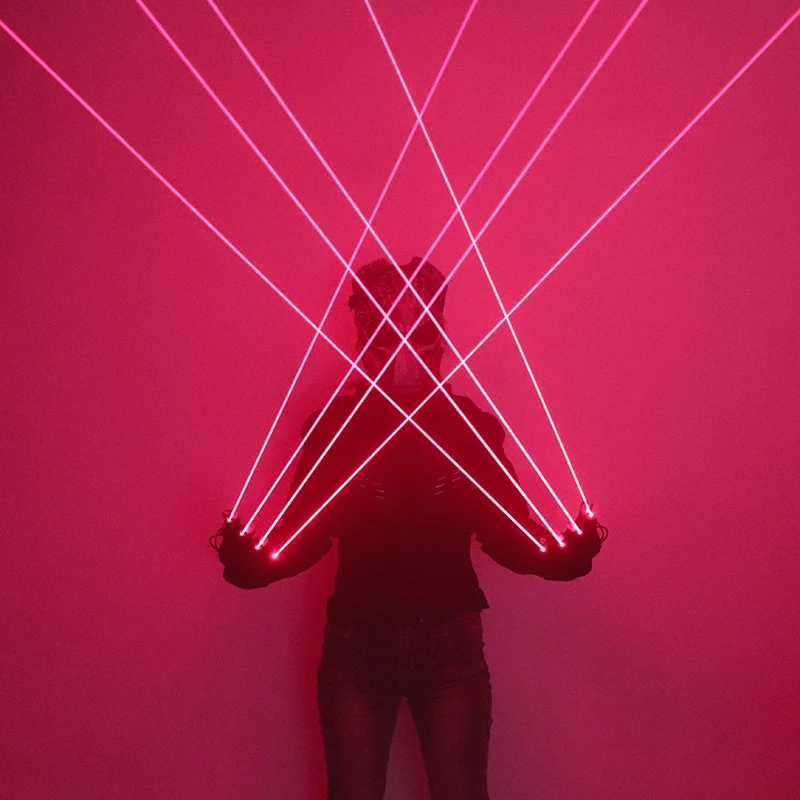 650nm 4Pcs Red Laser Gloves Single Point Big Beam Laser Cannon Palm Light Dress Up LED Robot Suit For DJ Bar Club Party Show W250528
