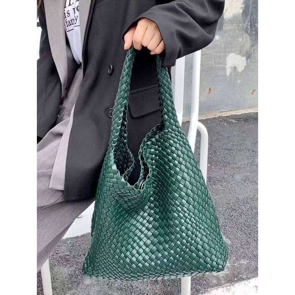 Designer Hand knitting PU Large women's Woven tote Mistress gift original mark bags CasuaL side bag for women