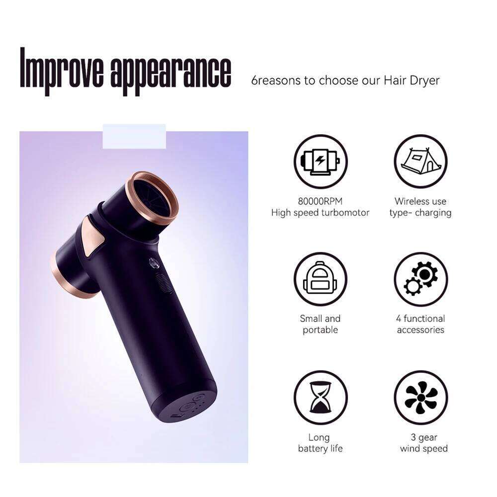 Cordless Multifunctional Hair Dryers Rechargeable Portable Travel Hairdryer Wireless Blowers Outdoor Use Iate Air Beds Tents