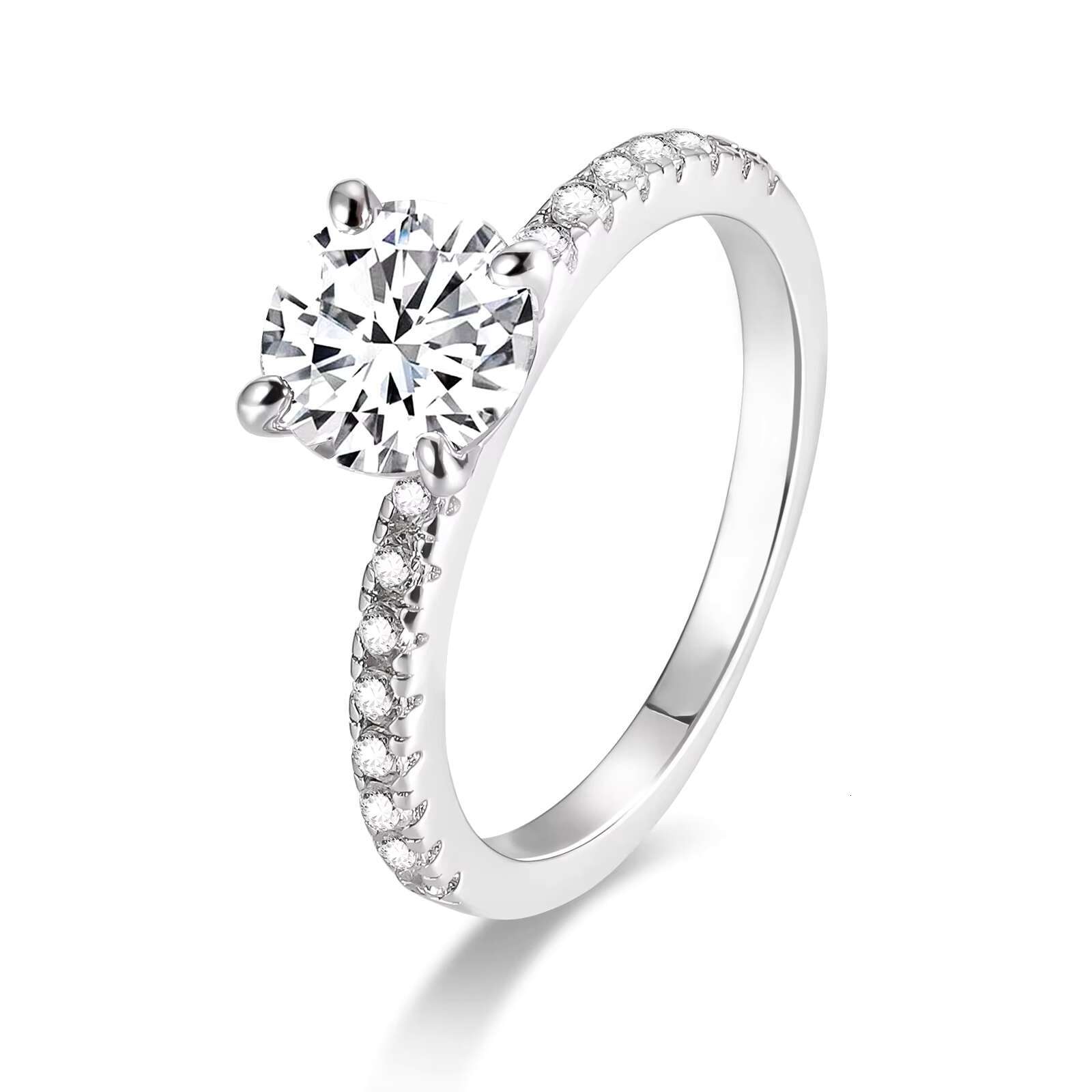Wholesale Rings 1ct for Women 925 Sterling Silver Fine Jewelry Women Moissanite Wedding Ring