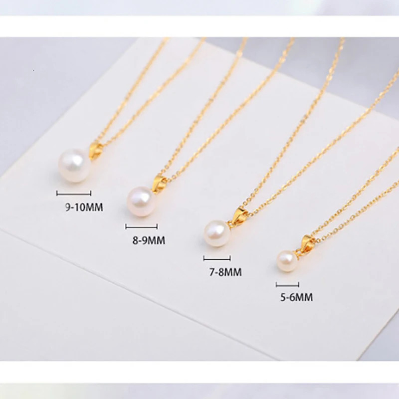 YUNLI Real 18K Yellow Gold Necklace Pendant Round Natural Freshwater Pearl Pure AU750 Fine Jewelry for Women PE016 250520