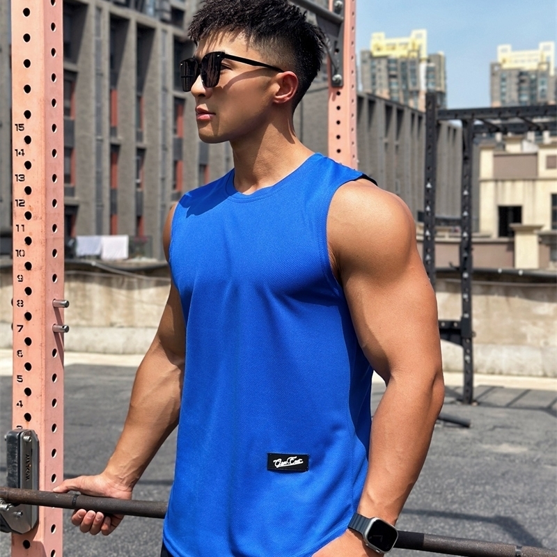 Mens fitness vest sleeveless shirt mesh breathable Underwear Running y250430Z