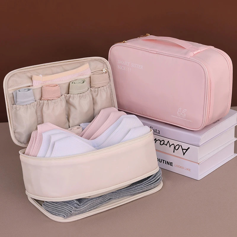 Travel Storage Bag Portable Underwear Pantyhose Socks Organizing Bag Double Layer Large Capacity Luggage Bag Travel Essentials 250526