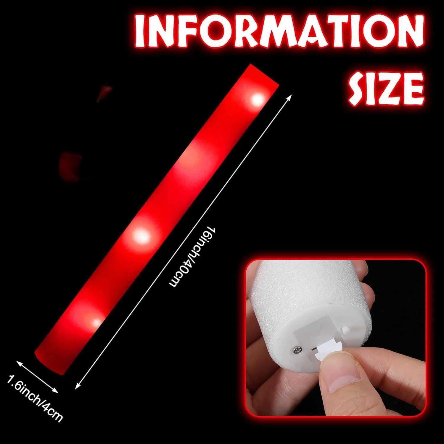 20/30pcs LED Glow Cheer Sticks Red Light Up Glow Sticks LED Foam Stick Wedding Wand Glow in The Dark Party Favors Supplies Raves W250528