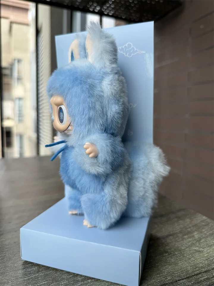 High Quality 17cm Blue Zimo Blind Box Angel Labubu Cute Vinyl Plush Doll Keychain Bag Decoration Girl Gift X250528
