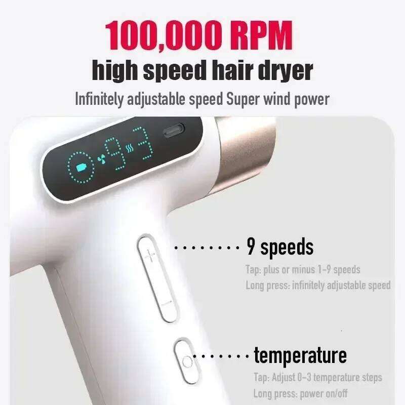 High Speed 100000RPM New Super Portable USB Charging Hair Dryer Power Wireless Cold/Hot Air Negative Ions 2600mAh