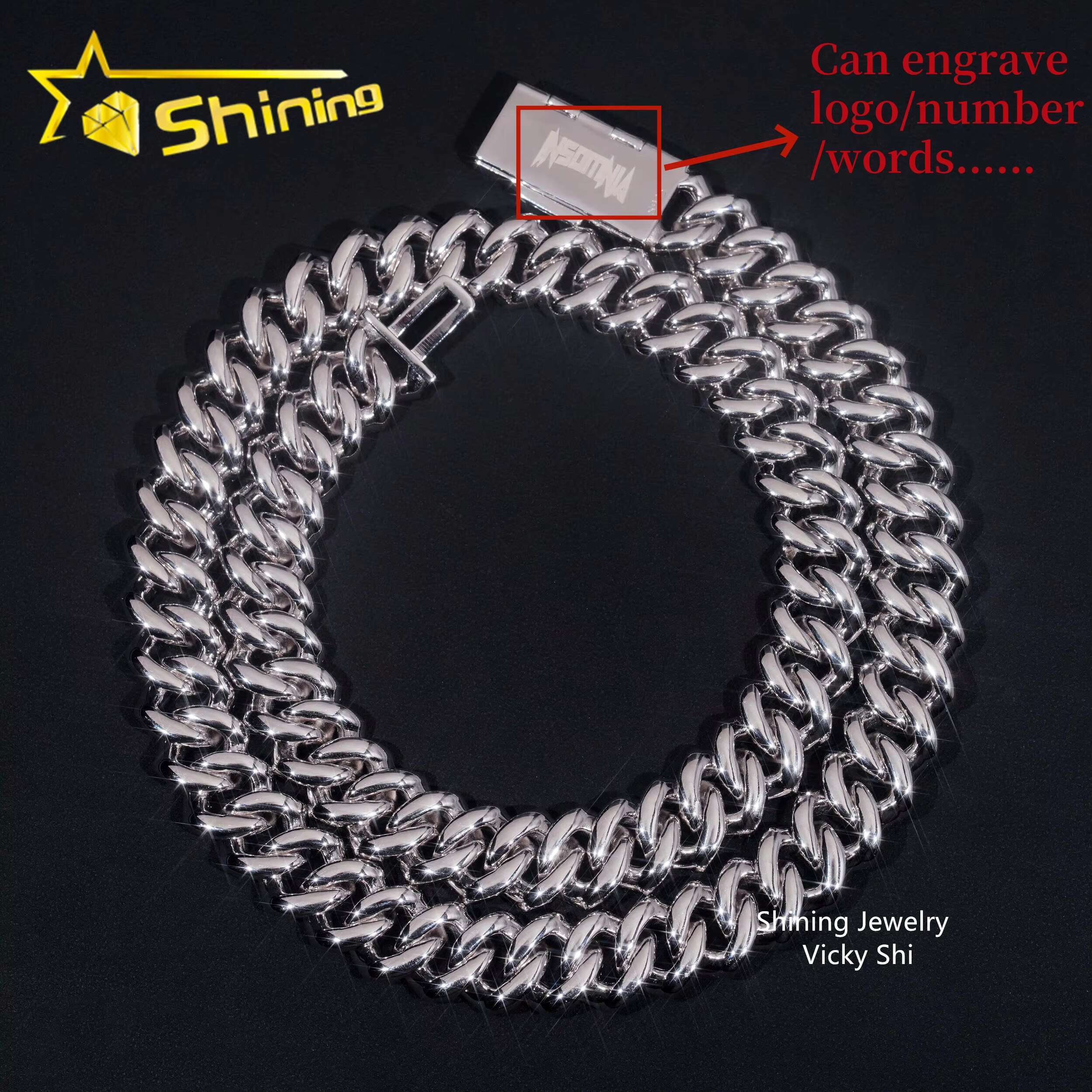 Hip Hop Jewelry 16mm 3Rows Man Iced Out Cuban Necklace 925 Solid Silver VVS1 Moissanite Diamond Custom Miami Cuban Link