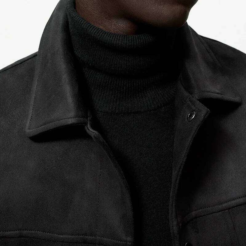 Women's Wear Mens Suede Leather Lapel Jacket Fashion Casual Slim Apring Autumn Coat Tops For Male