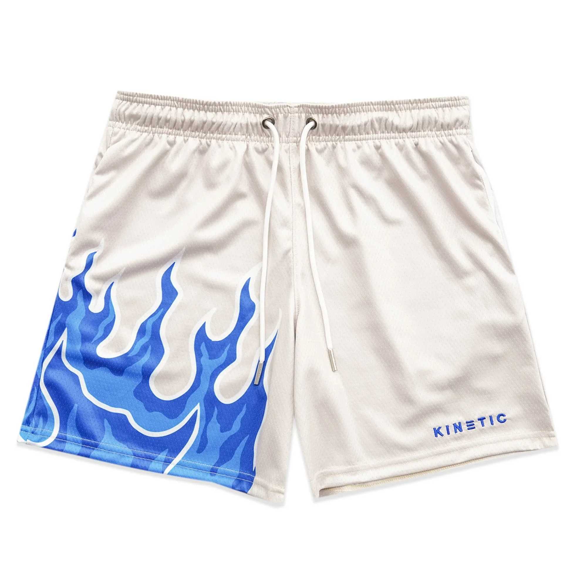 Summer Mens Sports Shorts Comfortable Casual Breathable Loose Blue Flame Shorts Childrens Adult Beach Shorts Y2K Streetwear X250528
