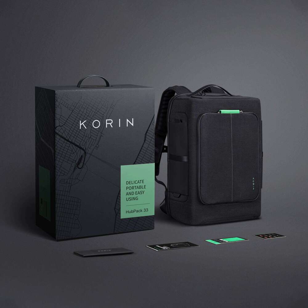 Korin HubPack 33+Gift Box Anti-theft Anti-Cut Backpack For Men Women 16 inch Laptop Waterproof Magnetic 180° Open USB Charge