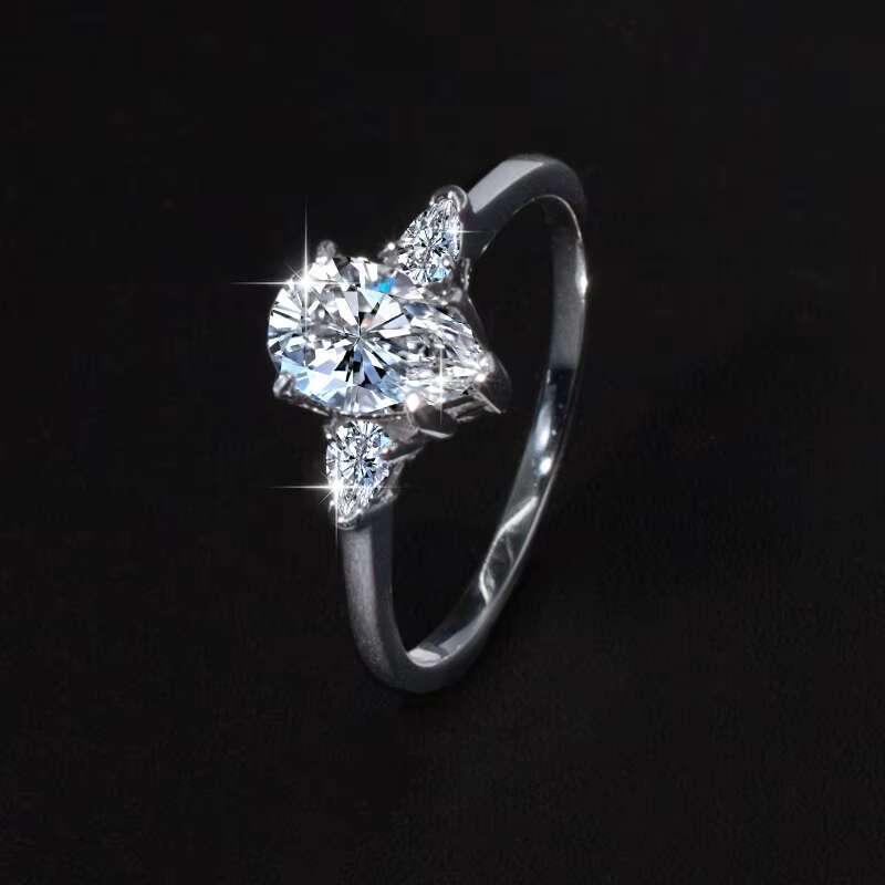 Factory Wholesale Teardrop Shape Marquise Cut Diamond Moissanite 925 Silver Wedding Proposal Ring for Women