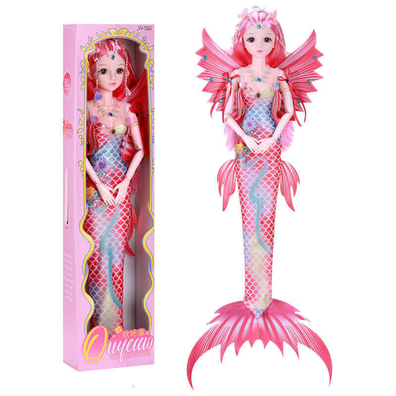 Extra Large 80cm Mermaid Princess Doll Little Girl Gift Children's Toy Set 2024 New Model