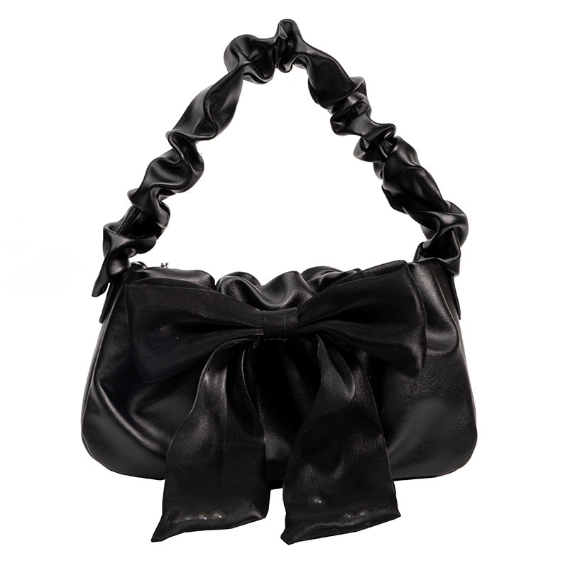 Spring and summer new popular women's small handbag fashionable and sweet handbag crossbody bag pleated handbag design bow design designer armpit