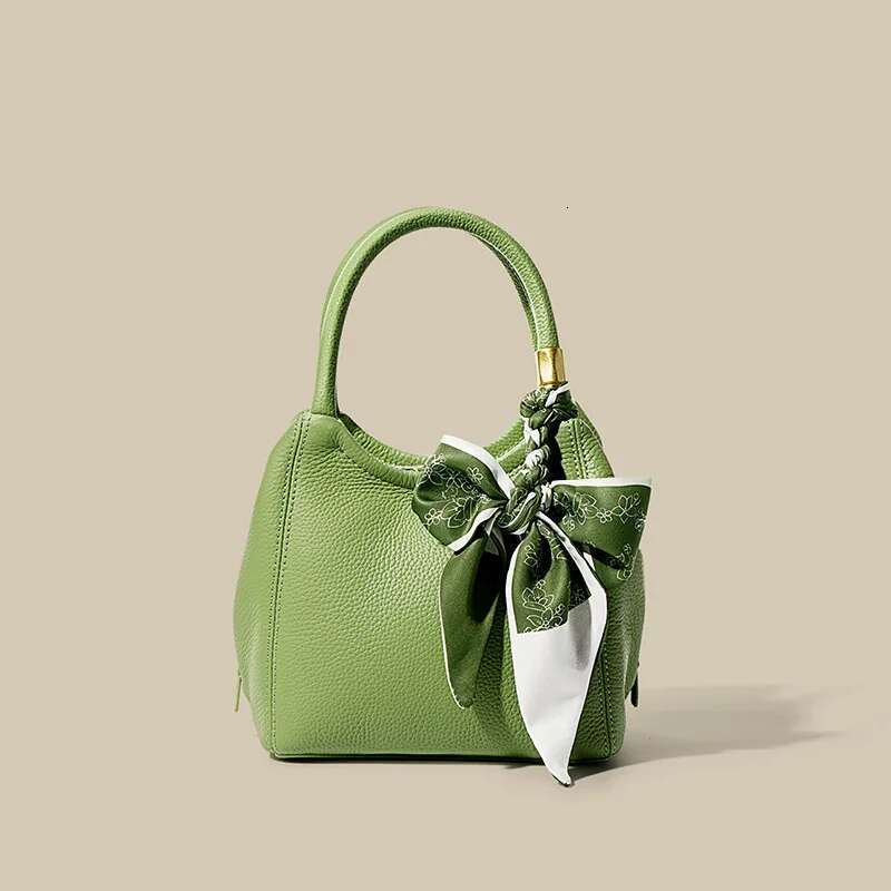 2023 Summer Women's Real Genuine Leather Bag Cowhide Handbag Bucket Tote For Lady Female High Quality Elegant Shoulder Messenger