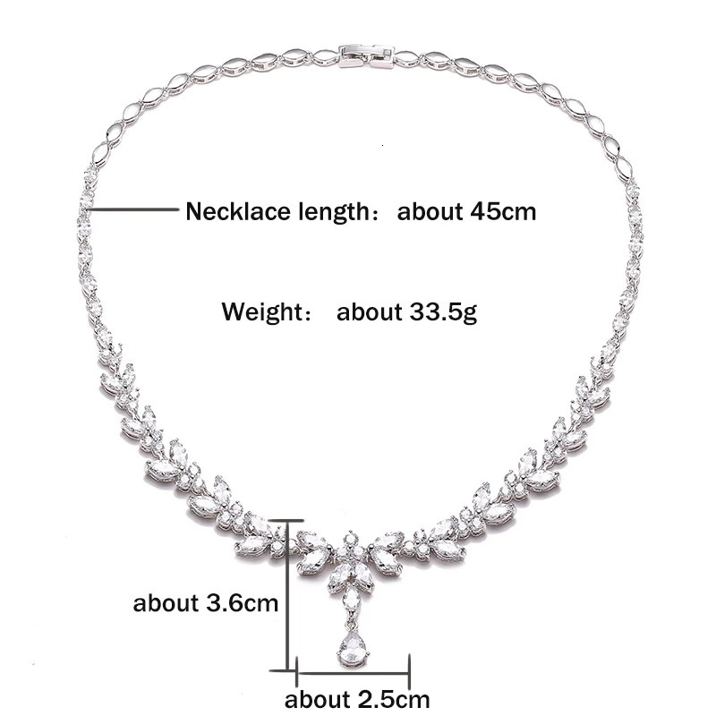 ZAKOL Brilliant Zirconia Leaf Necklace Earrings Rings Bracelets Set for Women CZ Drop Bridal Wedding Jewelry Sets 250527