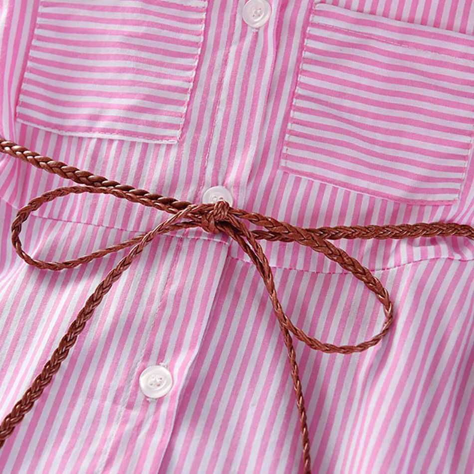 2024 Girls Fashion Clothes for Spring Autumn Striped Shirt Design with Belt Stylish and Comfortable Dress Girls Casual Dresses X250528