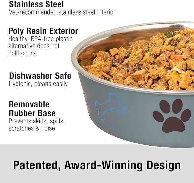 Stainless Steel No-Tip Pet Bowl - Non-Skid Spill-Proof Medium Size Y250528