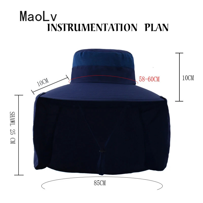 Summer Sun Hat Double Layer UV Protection Fishing Hunting Outdoor Cap Hiking Camping Visor Hat Removable Fisherman Hat tool 250526