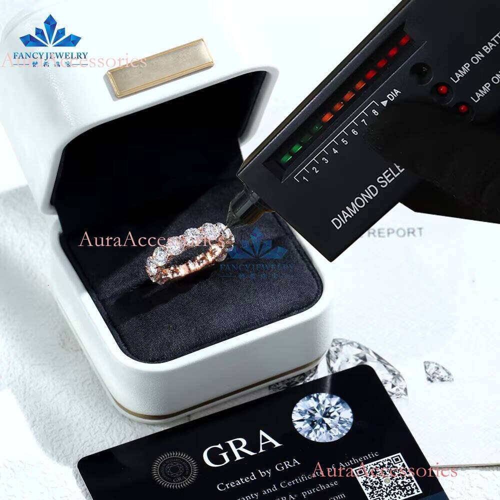 High Quality Iced Out 0.5CT Moissanite Dia Women's Engagement Ring 5mm Sier & Rose Gold Plated Perfect Gift