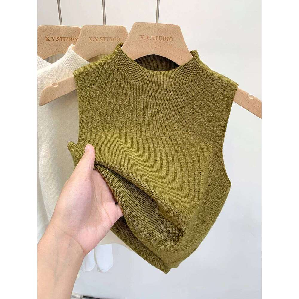Women Knitted Tank Top Summer Fall Slim Sweater Short Sleeveless Solid Spring Autumn Sweaters Pullovers 2025