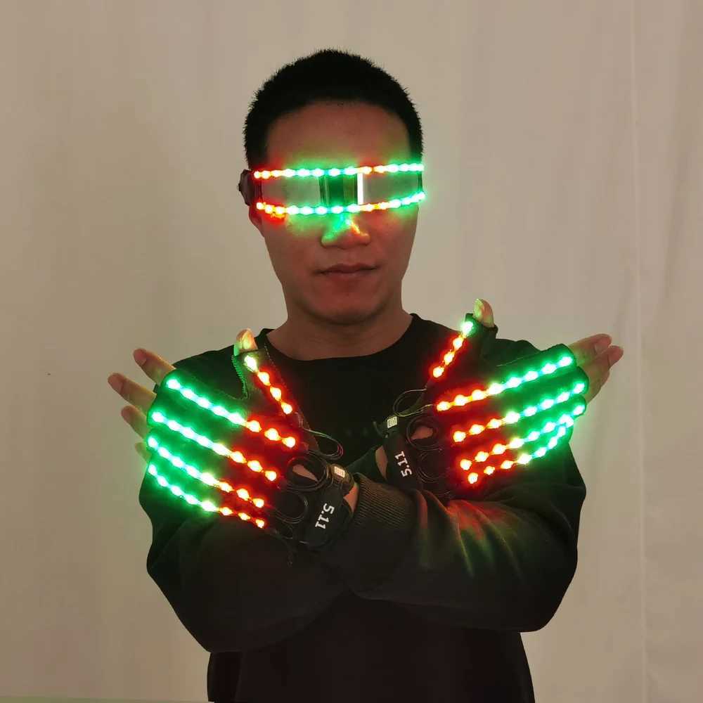 New Design LED Light Emitting Costumes LED Luminous Glasses Gloves Stage Props LED luminous Costumes W250528