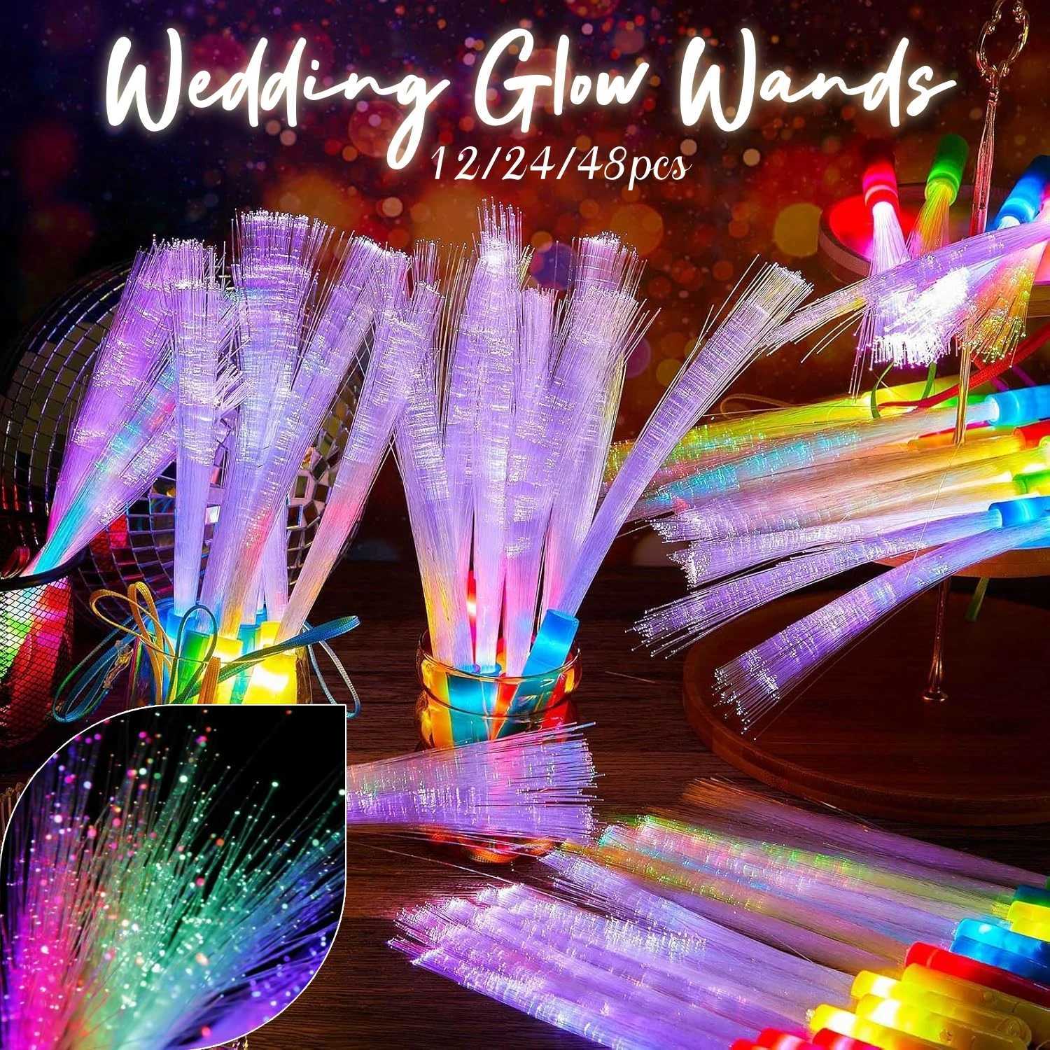 28-96PCS Light Up Fiber Party Wands Wedding Fiber Optic Wands LED Flashing Glow Sticks Wedding Glow Party Supplies W250528