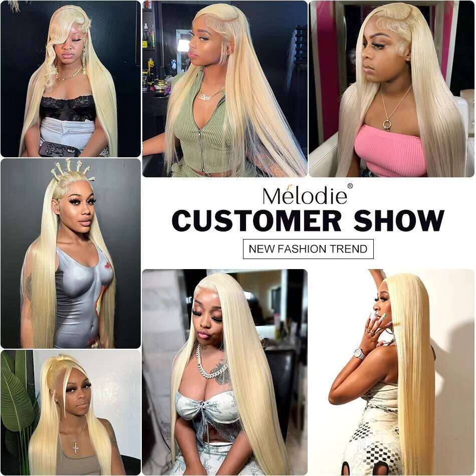 Melodie 250% 613 HD 30 42 Inches 13x6 Honey Blonde Bone Straight Front Human Hair Wigs 13x4 Lace Frontal Brazilian Remy Wig