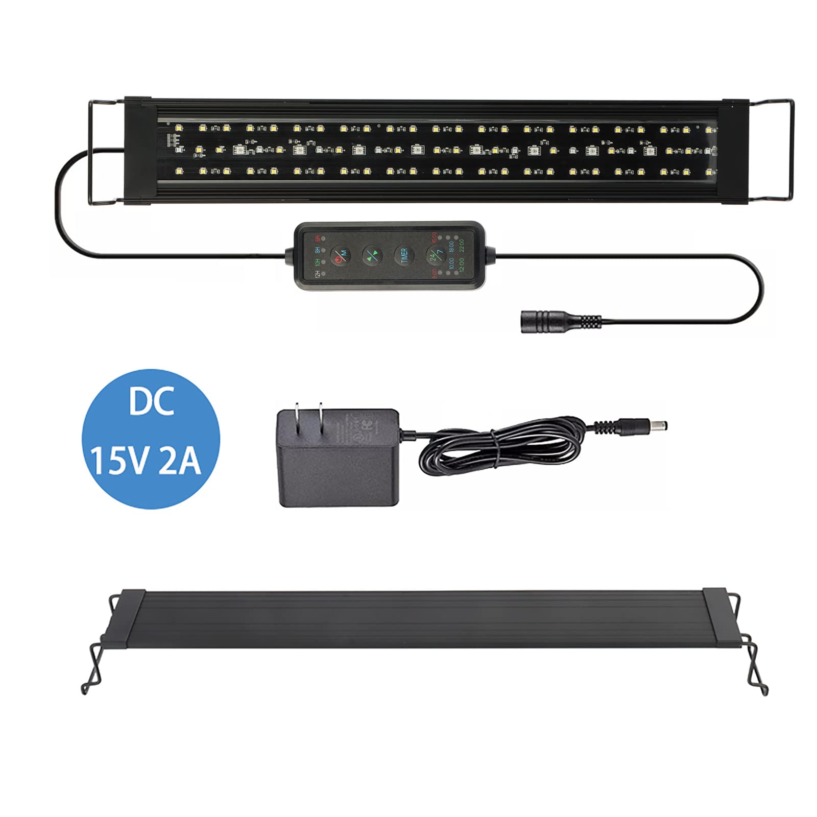 Aquarium LED Light 24"-32" with Timer, 24/7 Cycle, 5 Dimmable Brightness, Sunrise/Sunset Simulation for 10/20/30/55 Gallon Fish Tank