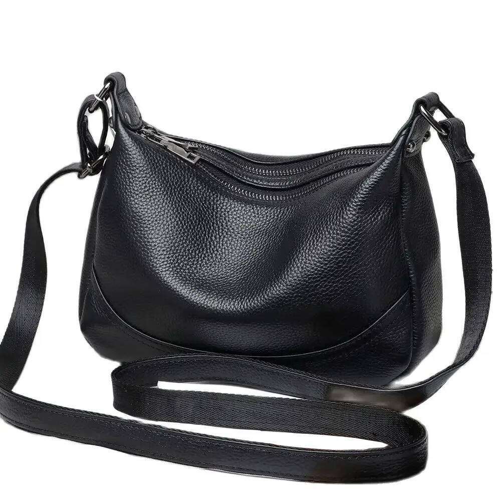 Genuine Leather Women Shoulder Crossbody Bag Large Capacity Soft Cowhide Ladies Multi-Space Bags Female