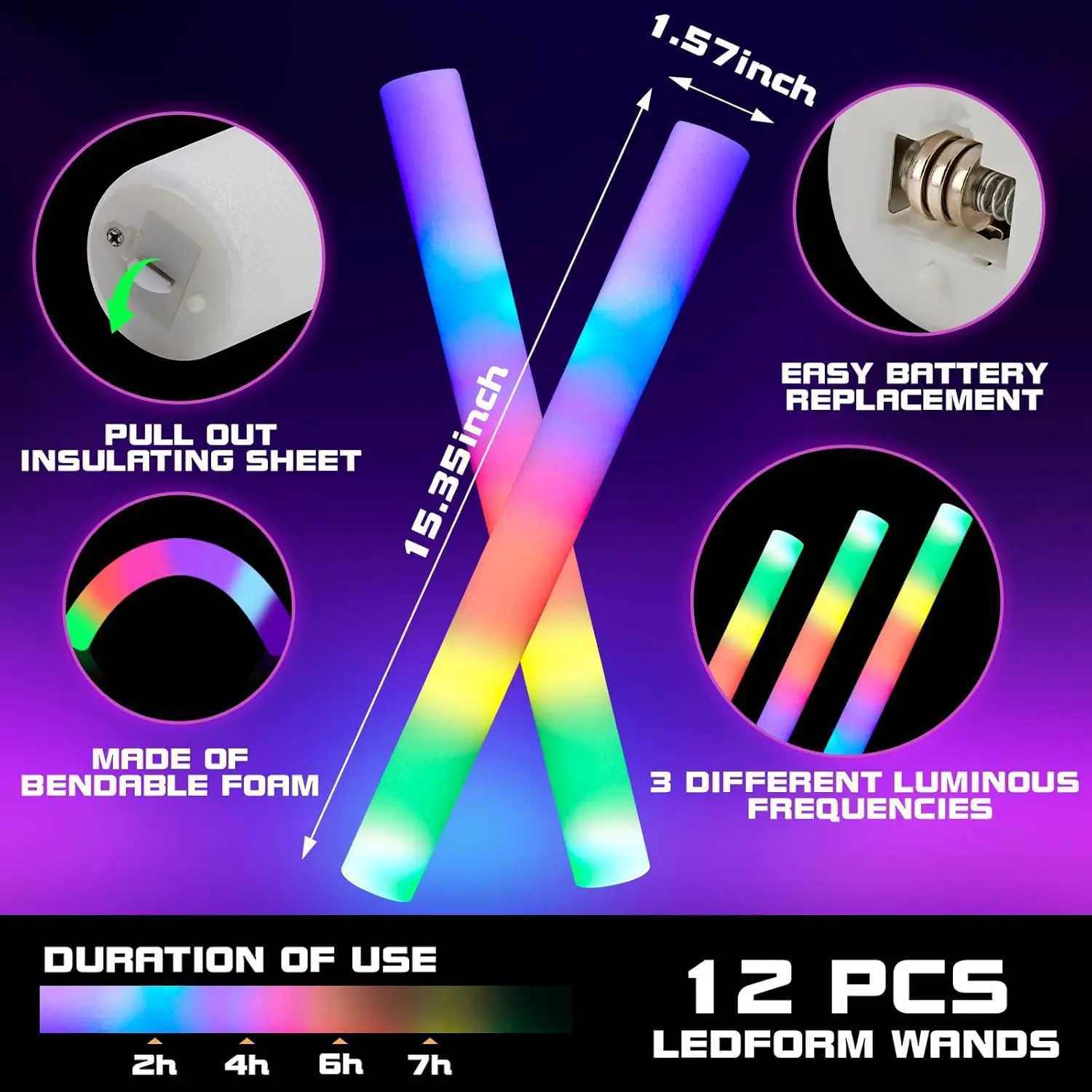 96Pcs Neon Glow Party Supplies Light Up Glasses Foam Sticks LED Bracelets for Birthdays Halloween Weddings Raves W250528