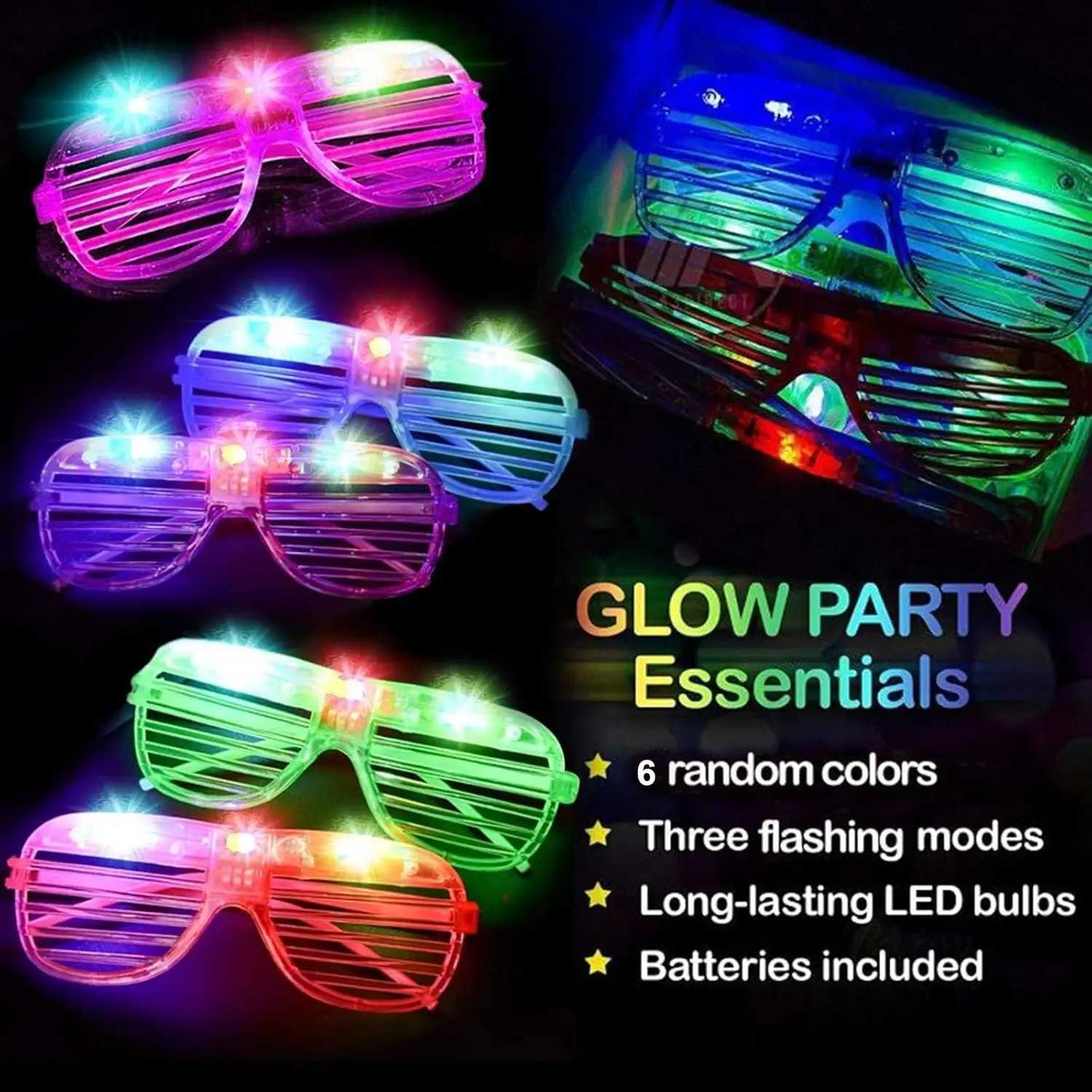 100-Pack Glow Sticks Glasses LED Sunglasses Glow in the Dark Party Favors for Concert Birthday Graduation Fiesta Pool W250528