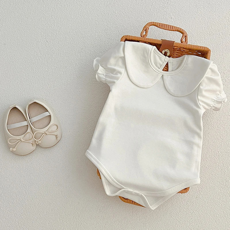 Summer Baby Romper Girls White born Bodysuit Short Sleeved Boys Girls Jumpsuit 0-24 Months Baby Clothes Outfits 250528