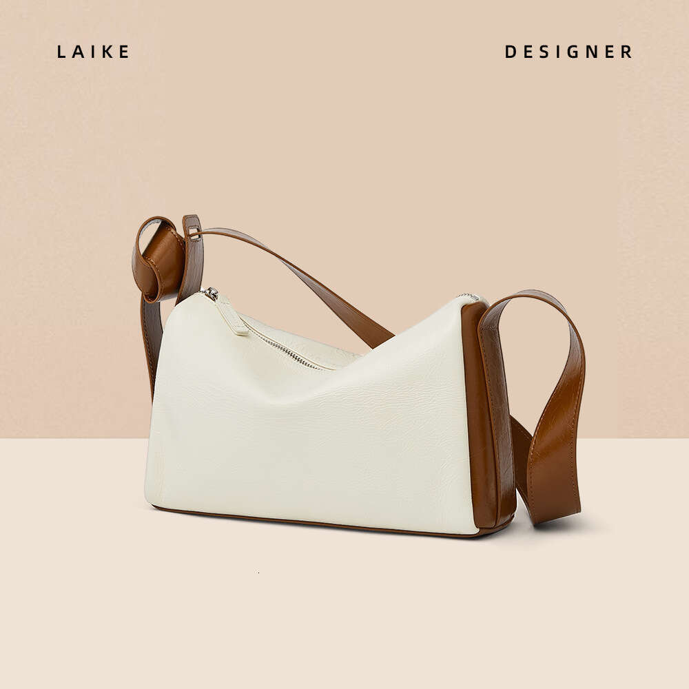 2024 New First Layer Oil Wax Cowhide Crossbody Korean Style Niche High-end Pillow Single Shoulder Women's Bag