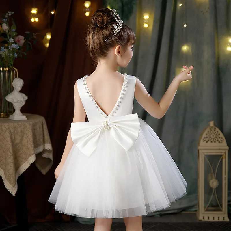 New Girls Princess Dress Summer Tulle Big Bow Girls Wedding Dress Piano Performance Costume Host Costume 2-10 Years Kids Clothes X250528
