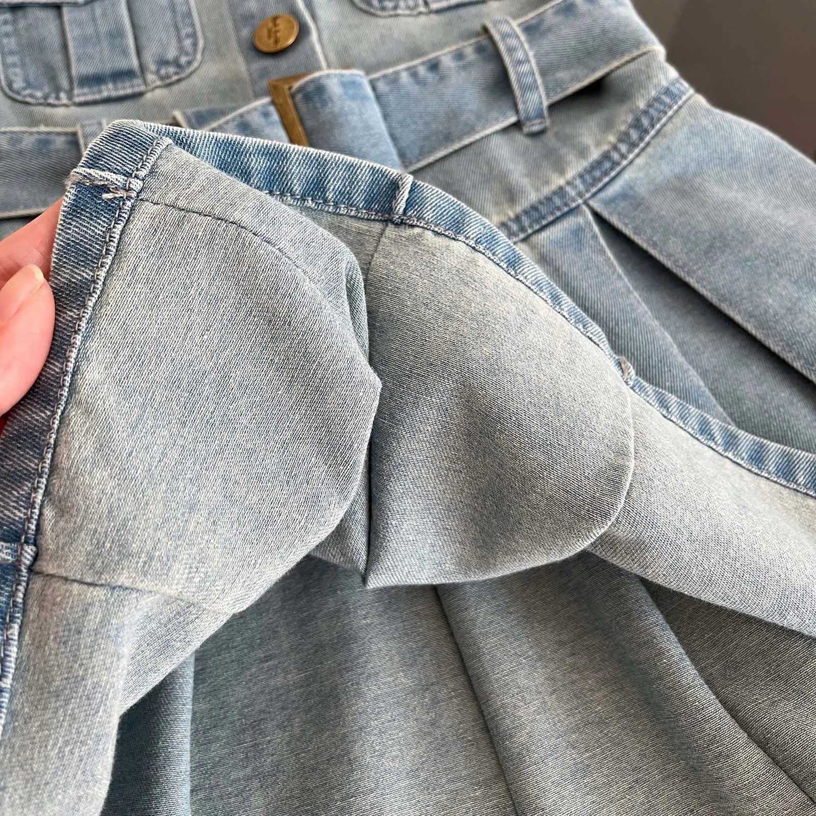 Girls Sleeveless Denim Dresses Summer Solid Color Children Casual Dress Kids Clothing 12months - 6 Years Jeans Dress X250528