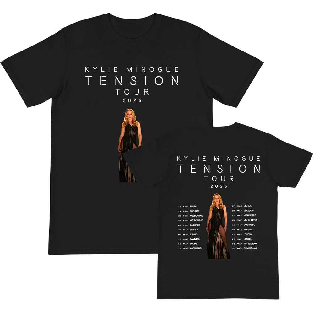 Famous Singer Print Tshirt Kylie Minogue Tension Tour 2025 T-shirt Cotton Summer Men/Women T-shirt Ropa Hombre Graphic Clothes X250528