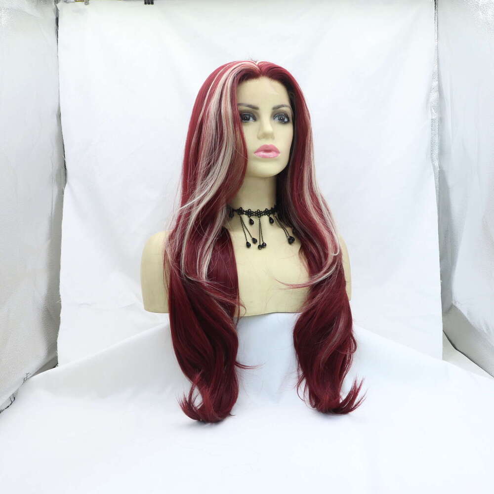 Mermaid Princess Red Middle Part Big Waves Synthetic High-Temperature Fiber Long Curly Hair