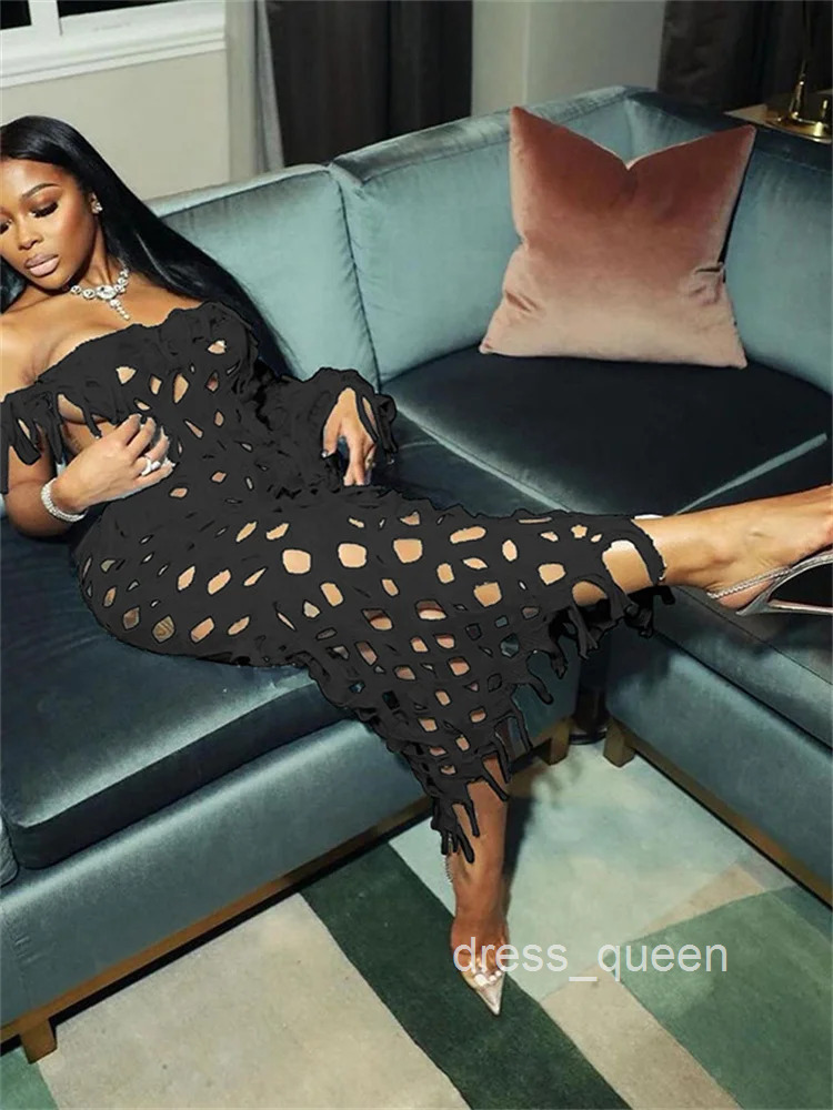 Sexy party club Dress Fashion Streetwear hollow out Maxi Dresses Women Party Birthday Outfits Wholesale Drop shipping