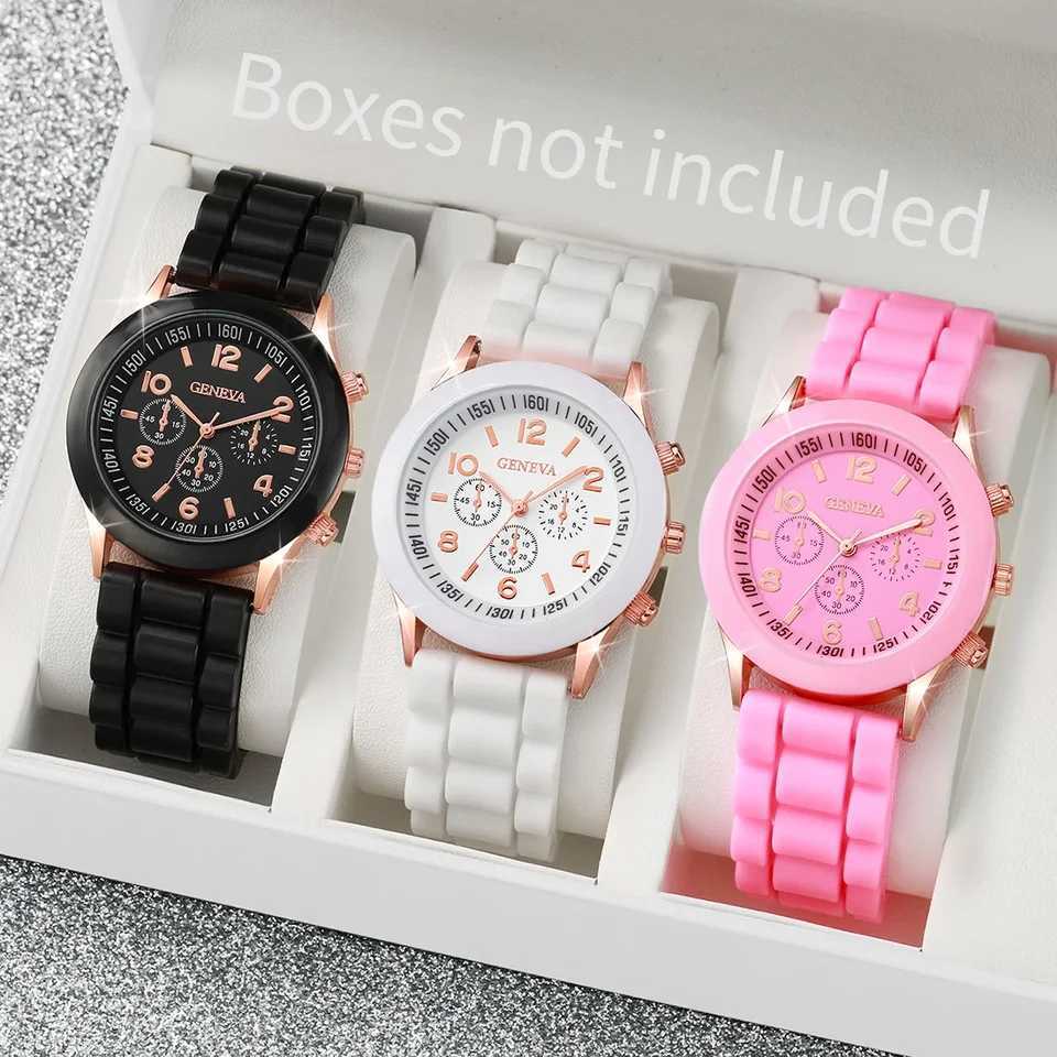 3/6PCS Womens Watches Casual Silicone Band Analog Quartz Watch Heart Pearls Jewelry Set(Without Box) XJ250527