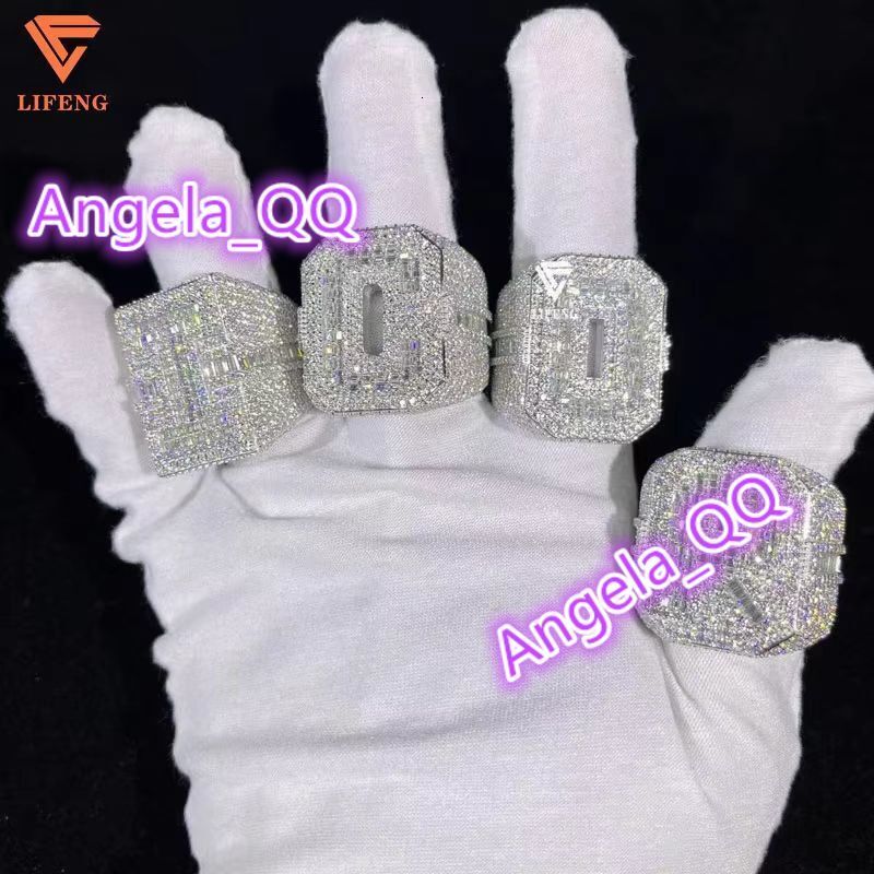 Customizable Sterling Silver 925 Mens Hip Hop Ring VVS Moissanite Cut Diamond High Quality Fashion Jewelry