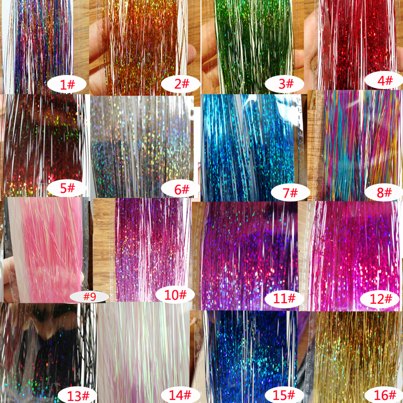 47 Inches Hair Extension Tinsel 12 Colors Glitter Hair Extensions for Women Girls Hair Accessories for Christmas New Year Halloween Cosplay Party