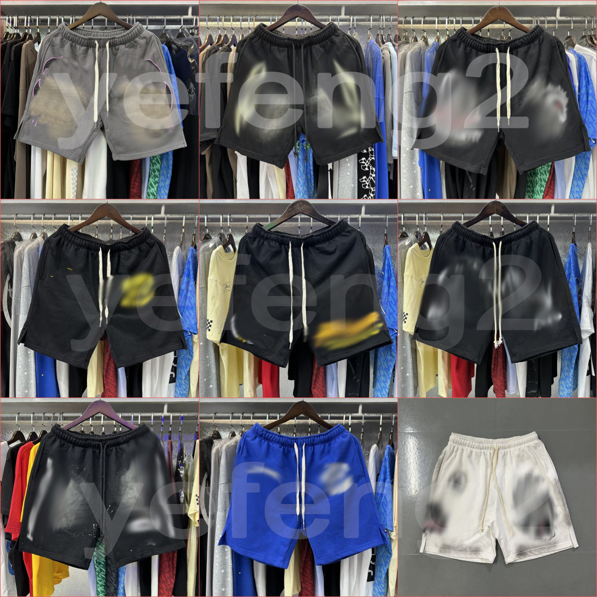 mens shorts casual vintage shorts european and american hip-hop five quarter shorts mens and womens shorts