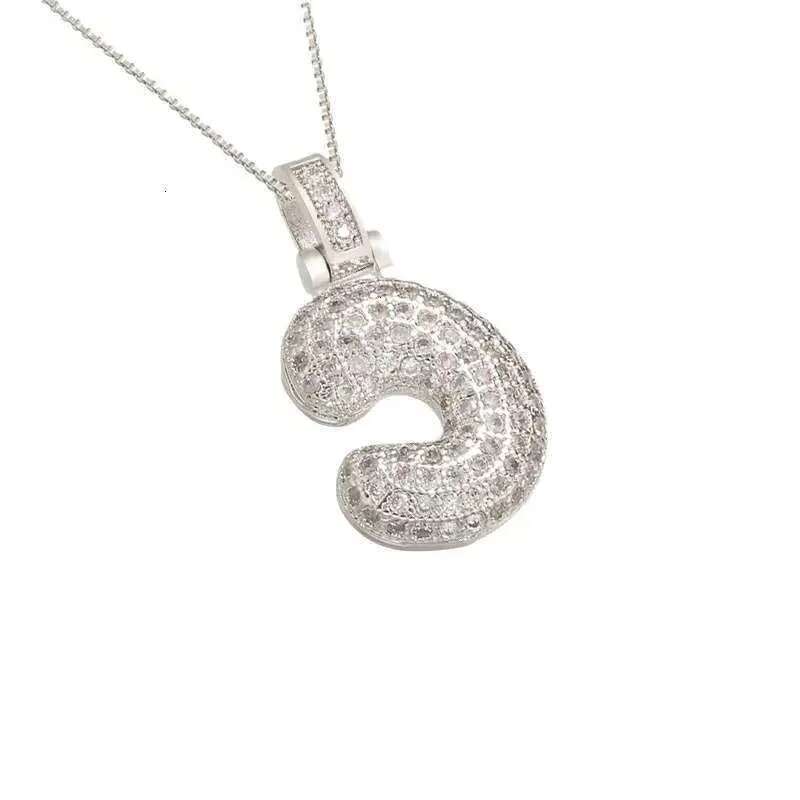 Hot selling collarbone chain copper inlaid zircon 26 English letters fat pendant hip-hop trendy necklace