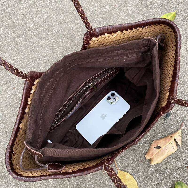Genuine Leather Hand Woven Tote Bags For Women Designer Handbag And Purses 2025 New In Cowhide With Inner Pocket Shoulder