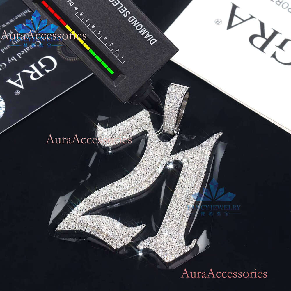 S Gold Plated VVS Dia Name Hiphop Style Iced out Letter Pendant Chic Moissanite Charms Jewelry