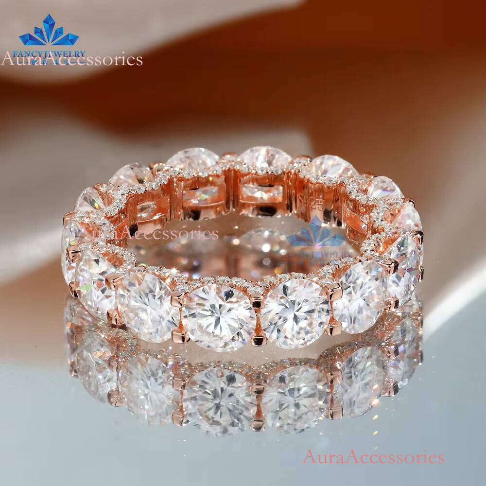 High Quality Iced Out 0.5CT Moissanite Dia Women's Engagement Ring 5mm Sier & Rose Gold Plated Perfect Gift