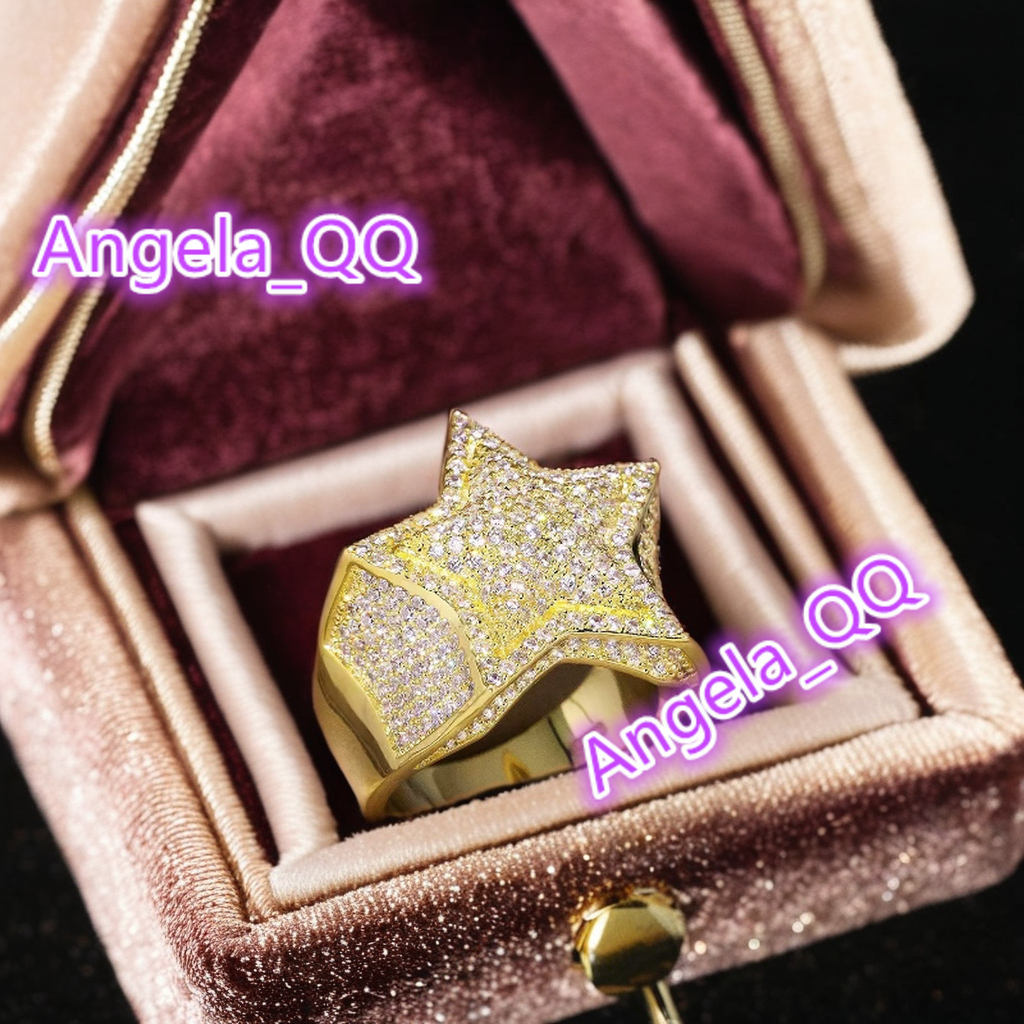 Gemsybol Fashion Jewelryfancy Color Moissanite Hip Hop Rings 14K Gold Plated 925 Sterling Silver Moissanite Diamond Ring