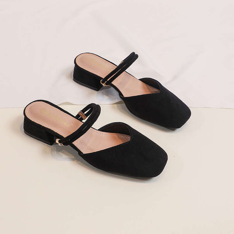 Square Closed Toe 2025 New Summer Mid Chunky Heel Fairy Style Fashion Dress Sandals for Women
