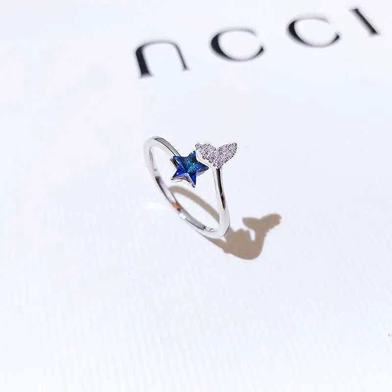 Beauty fish tail female ins personality, simple and cold style, open mouth ring, fashionable, niche, light , trendy, liquid food finger ring